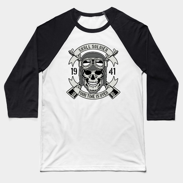 Skull Motorcycle Bike Helmet Baseball T-Shirt by ShirtyLife